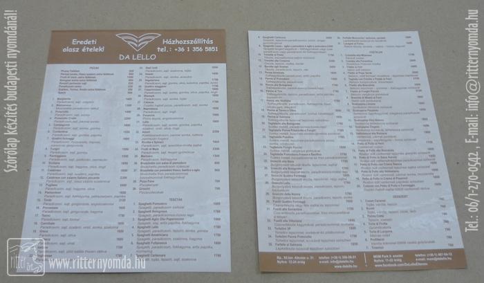 Offset printing flyers - price list, restaurant, inn, a5 0