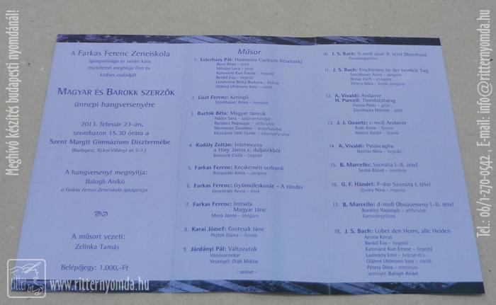 Offset printing invitation - concert, school of Music, playlist 1
