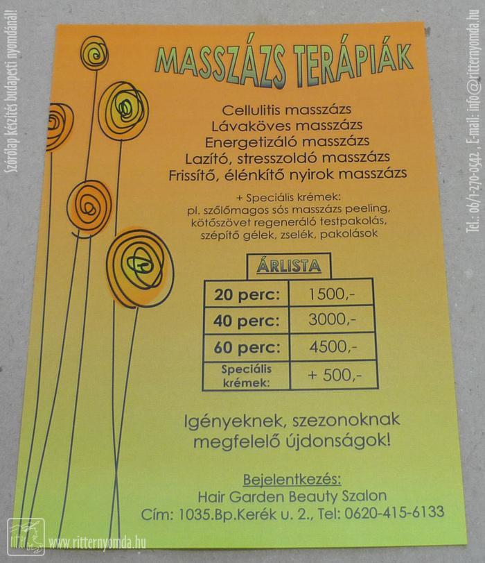 Digital printing flyers - massage, masseur, price list, beauty salon 0